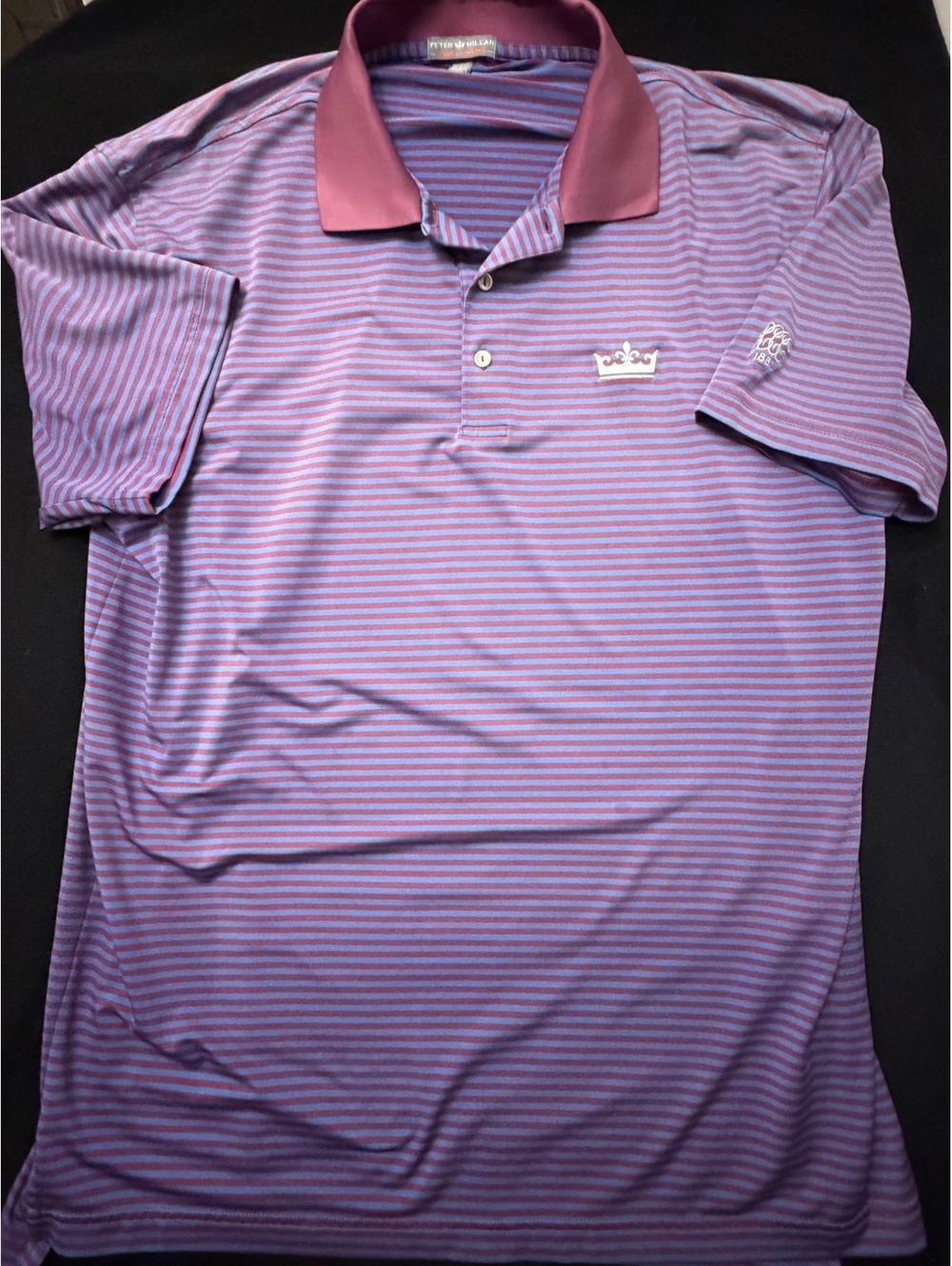 Peter Millar Summer Comfort Purple and Blue Striped Polo Shirt Size L